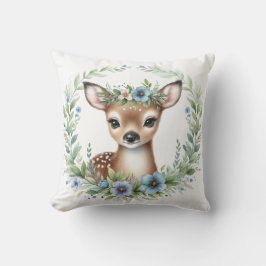 Cute Baby Deer Pillow in Blue Kudde