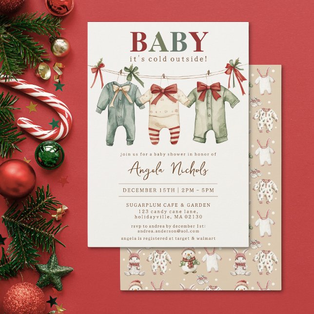 Cute Baby Det är Kall utanför Vinterbabyskabinka Inbjudningar (Skapare uppladdad)