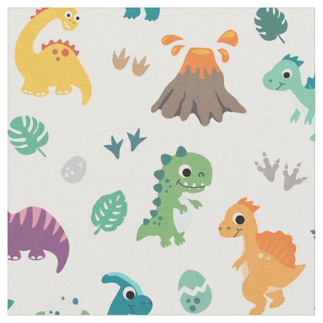 Cute Baby Dino Dinosaur mönster Barns födelsedag Tyg (Närbild)