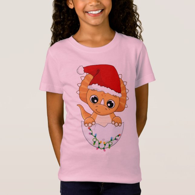 Cute Baby Dino jul T Shirt (Framsida)