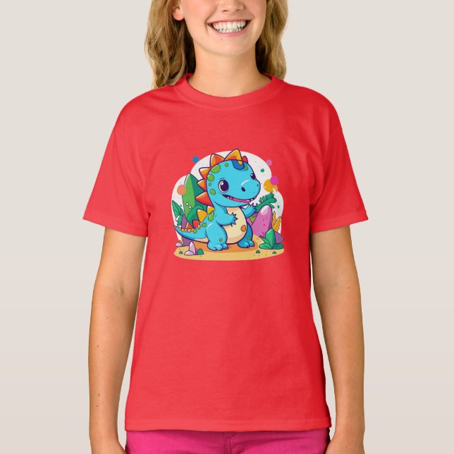 Cute Baby Dinosauaur-design T Shirt (Framsida)