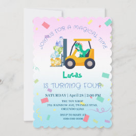 Cute baby dinosauer traktor Lastbil Birthday DIY N Inbjudningar