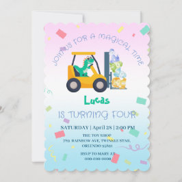 Cute baby dinosauer traktor Lastbil Birthday DIY N Inbjudningar