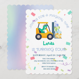 Cute baby dinosauer traktor Lastbil Birthday DIY N Inbjudningar