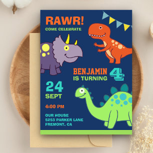 Cute Baby Dinosaur Barns födelsedag Party Inbjudan Vykort
