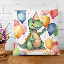 Cute Baby Dinosaur Birthday Kudde