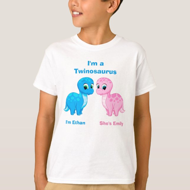 Cute Baby Dinosaur Fraternal Twillingar Personlig Tee Shirt (Framsida)