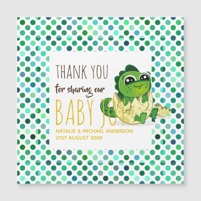Cute Baby Dinosaur Hatching Shower Party Polkadot (Framsida)