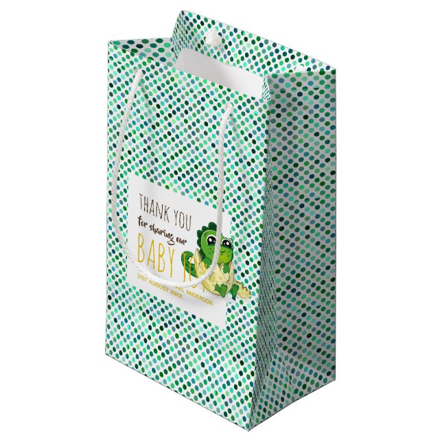 Cute Baby Dinosaur Hatching Shower Party Polkadot (Framsidan Vinklad)