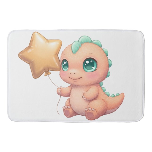 Cute Baby Dinosaur Holding Star Balloon Badrumsmatta (Framsidan)