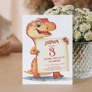 Cute Baby Dinosaur jag undertecknar Barns födelsed Inbjudningar