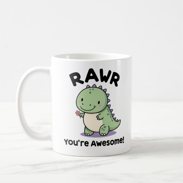 Cute Baby Dinosaur Kaffemugg (Vänster)