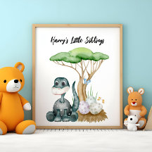 Cute Baby Dinosaur med hans lilla Syskon