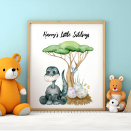 Cute Baby Dinosaur med hans lilla Syskon Poster