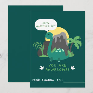 Cute Baby Dinosaur Primary School Valentine Day Julkort