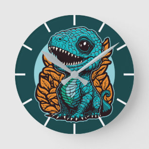 Cute Baby Dinosaur Rund Klocka