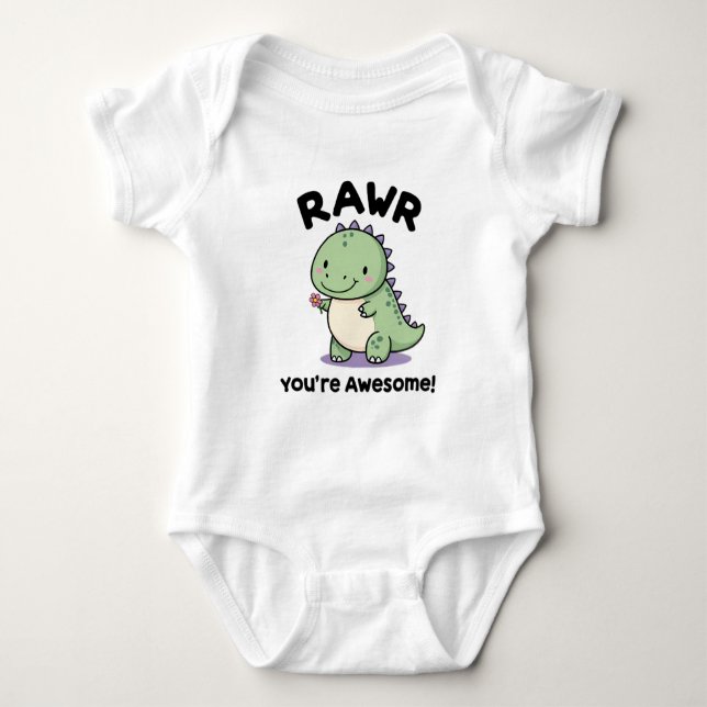 Cute Baby Dinosaur T Shirt (Framsida)