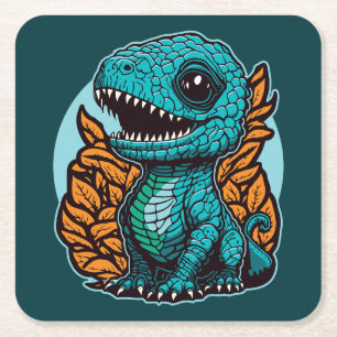 Cute Baby Dinosaur Underlägg Papper Kvadrat