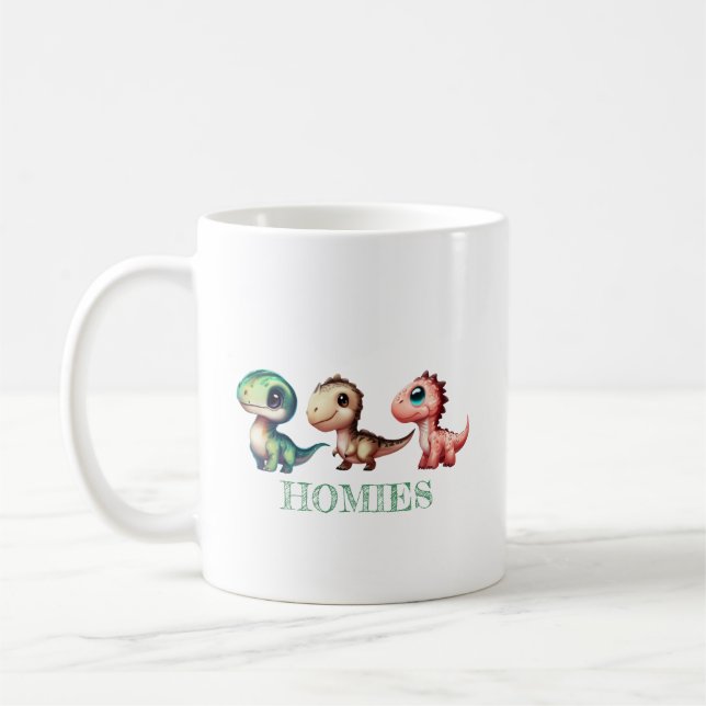 Cute Baby Dinosaurs Illustration Kaffemugg (Vänster)
