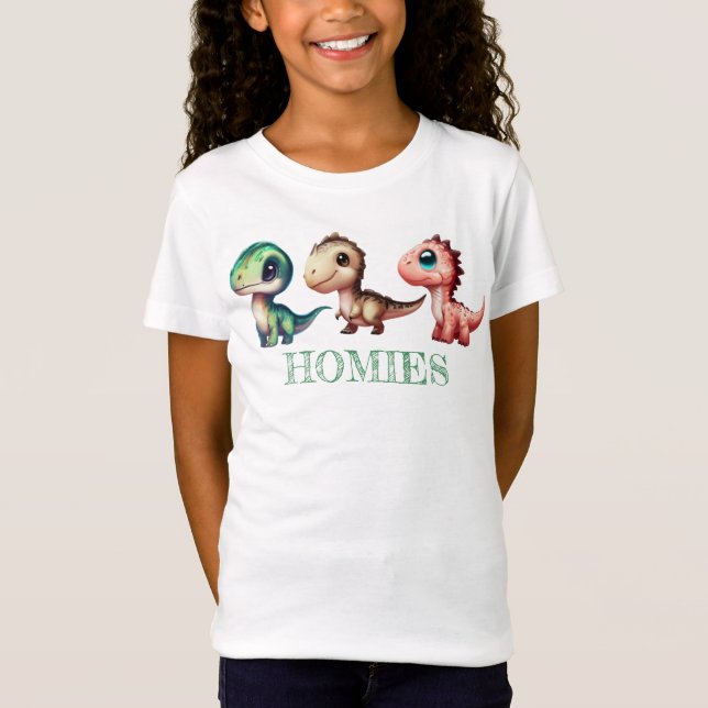 Cute Baby Dinosaurs Illustration T Shirt (Framsida)