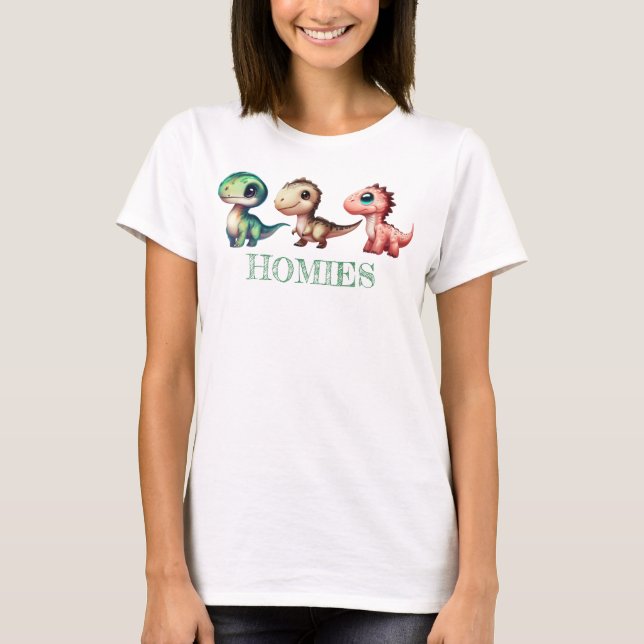 Cute Baby Dinosaurs Illustration T Shirt (Framsida)