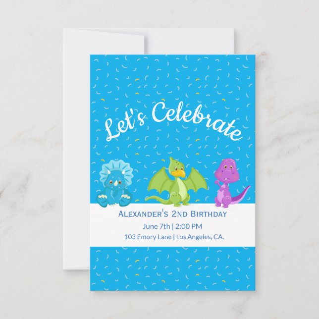 Cute Baby Dinosaurs | Inbjudan till födelsedag (Framsida)