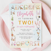 Cute Baby djur Alphabet Birthday