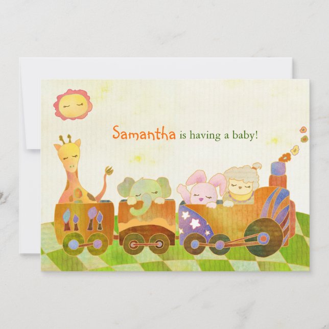 Cute Baby djur Baby Shower Inbjudningar (Framsida)