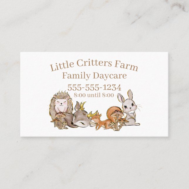 Cute Baby djur Barnomsorg Professionell Visitkort (Framsida)