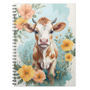 Cute Baby djur Blommigt för värdefull kupa Anteckningsbok