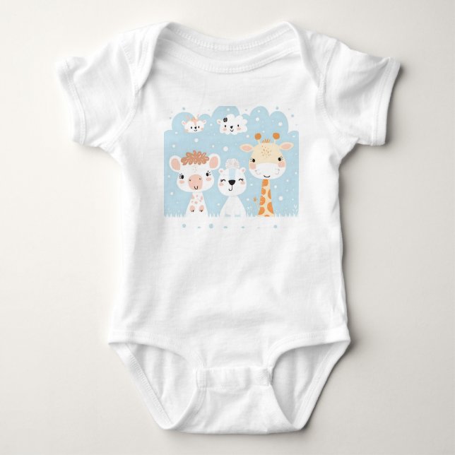 Cute Baby djur Bodydress T Shirt (Framsida)