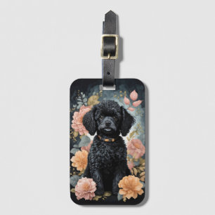 Cute Baby djur Cute Black Pudel Puppy Bagagebricka