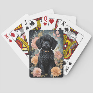 Cute Baby djur Cute Black Pudel Puppy Casinokort
