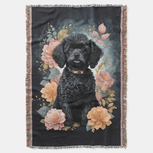 Cute Baby djur | Cute Black Pudel Puppy Filt (Framsidan Vertikal)