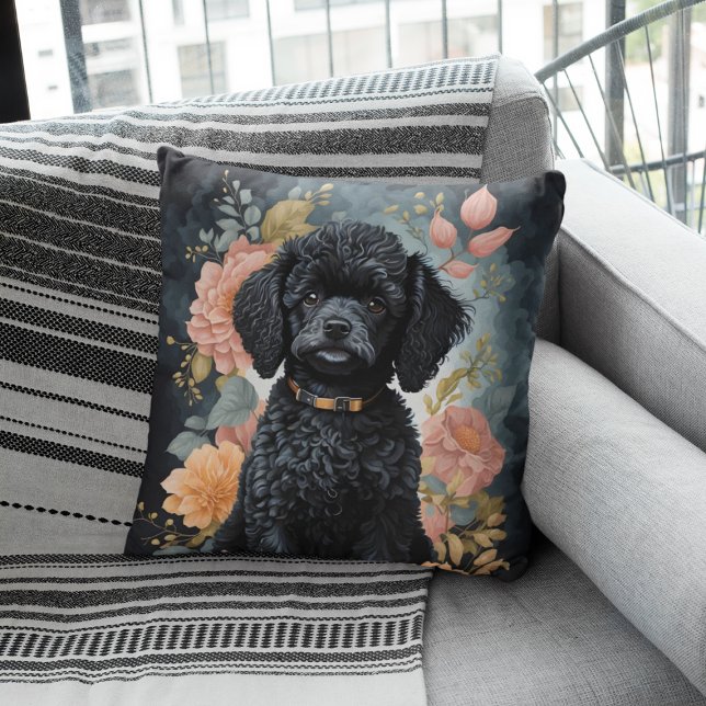 Cute Baby djur | Cute Black Pudel Puppy Kudde (Skapare uppladdad)