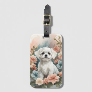 Cute Baby djur Cute White Maltese Puppy Bagagebricka