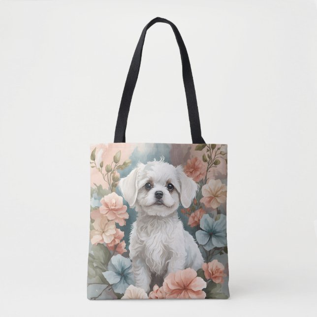 Cute Baby djur | Cute White Maltese Puppy Tygkasse (Framsida)
