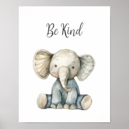 Cute Baby djur Elephant Be Nursery Kid Room Poster