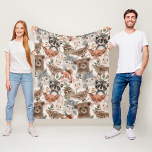 Cute Baby djur Fleecefilt