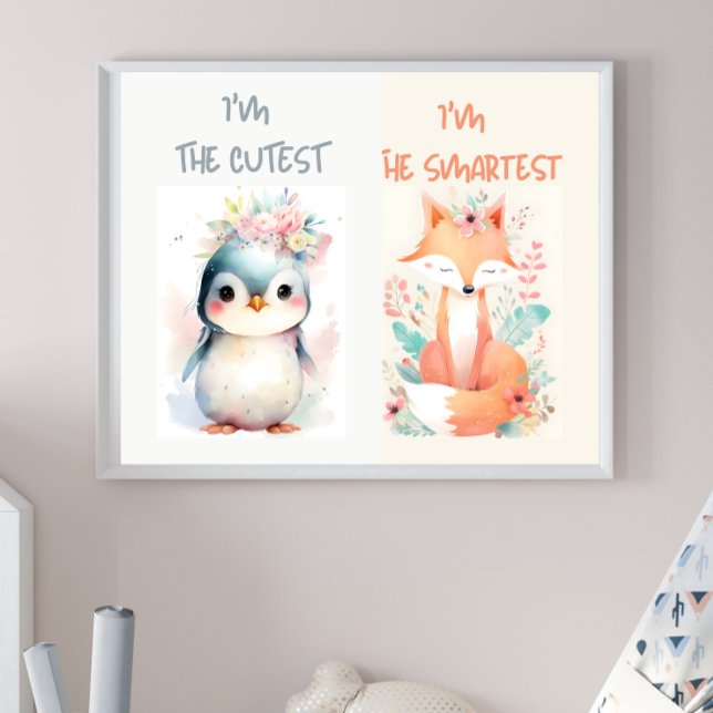 Cute Baby djur Funny Children Fox Penguin Poster (Skapare uppladdad)