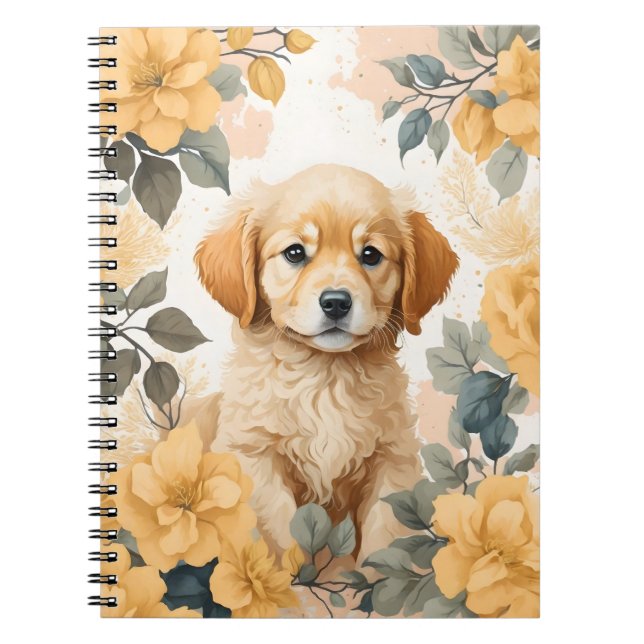 Cute Baby djur | Golden Retriever Puppy Anteckningsbok (Framsidan)