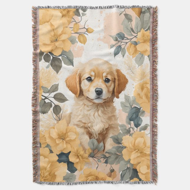Cute Baby djur | Golden Retriever Puppy Filt (Framsidan Vertikal)