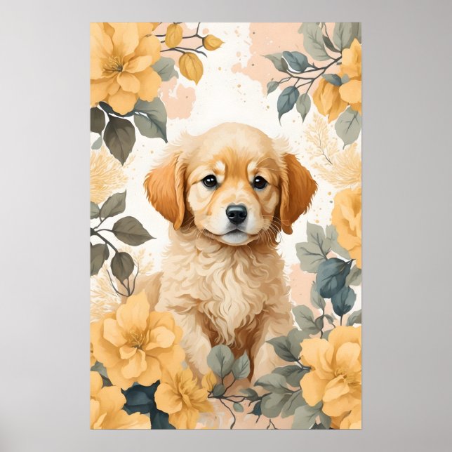 Cute Baby djur | Golden Retriever Puppy Poster (Framsidan)