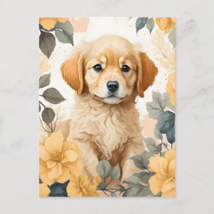 Cute Baby djur Golden Retriever Puppy Vykort