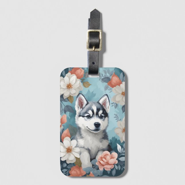 Cute Baby djur | Husky Puppy Bagagebricka (Framsida vertikal)