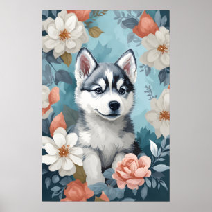 Cute Baby djur Husky Puppy Poster