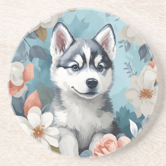 Cute Baby djur | Husky Puppy Underlägg (Framsidan)
