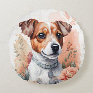 Cute Baby djur Jack Russels Terrier Puppy Rund Kudde