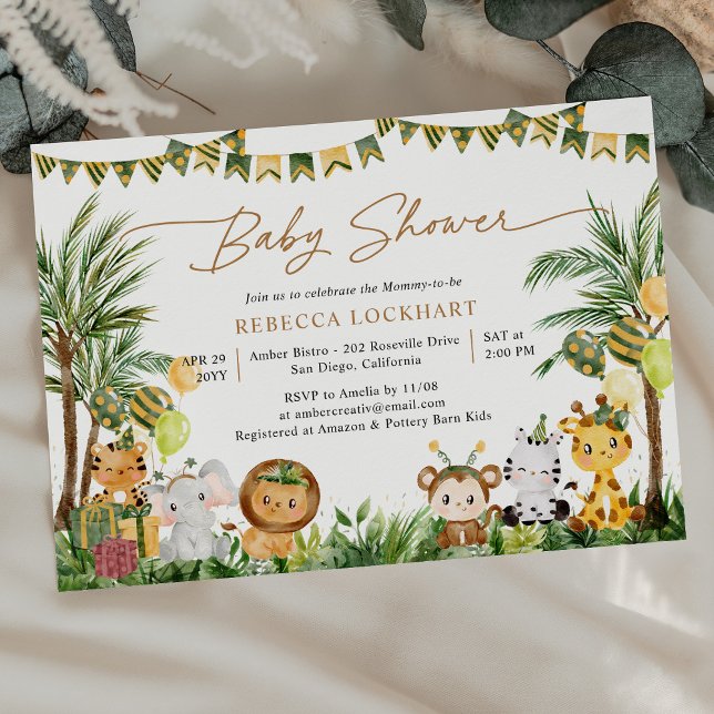 Cute Baby djur Jungle Party Baby Shower Inbjudningar (Skapare uppladdad)