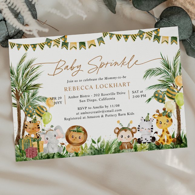 Cute Baby djur Jungle Party Theme Baby Sprinkle Inbjudningar (Skapare uppladdad)